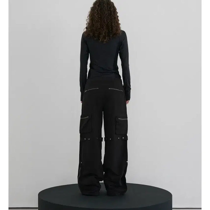 [BUNJANG] Woooalong Cargo Pants Black (Miyawaki Sakura) / 우알롱 카고팬츠 블랙 L사이즈(미야오 가원 착용)