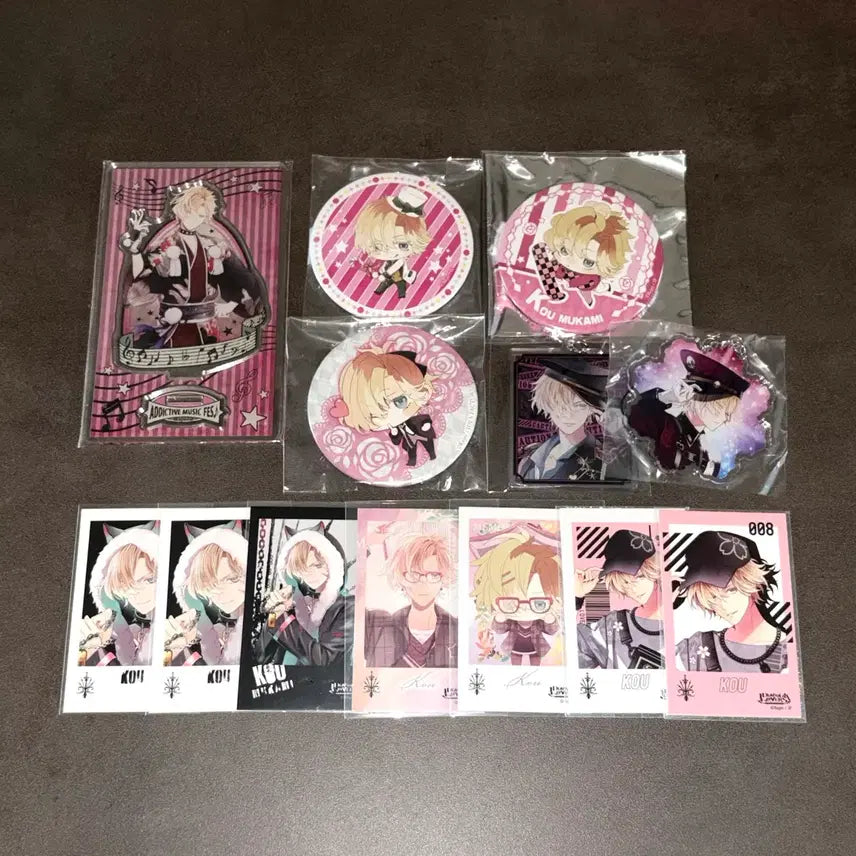[BUNJANG] Diabolik Lovers Kou Acrylic Badge, Cheki, Keyring Bundle Set / 디아볼릭러버즈 디아러버 무카미 코우 아크릴 캔뱃지 체키 키링 일괄