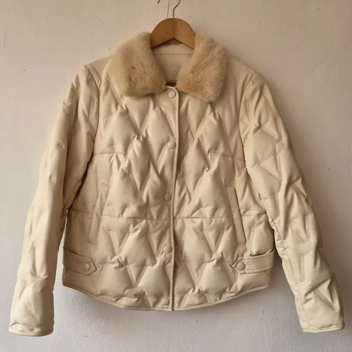 [BUNJANG] Bonispax Faux Leather Goose Down Mink Fur Jacket / 보니스팍스 Bonispax 여성 인조가죽구스밍크퍼자켓 5사이즈