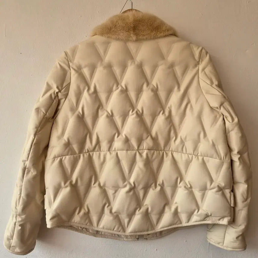 [BUNJANG] Bonispax Faux Leather Goose Down Mink Fur Jacket / 보니스팍스 Bonispax 여성 인조가죽구스밍크퍼자켓 5사이즈