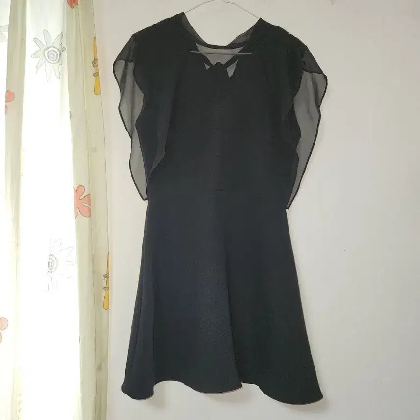 [BUNJANG] Black Chiffon Layered Flare Mini Dress S / 블랙 쉬폰 레이어드 플레어 미니 원피스 S