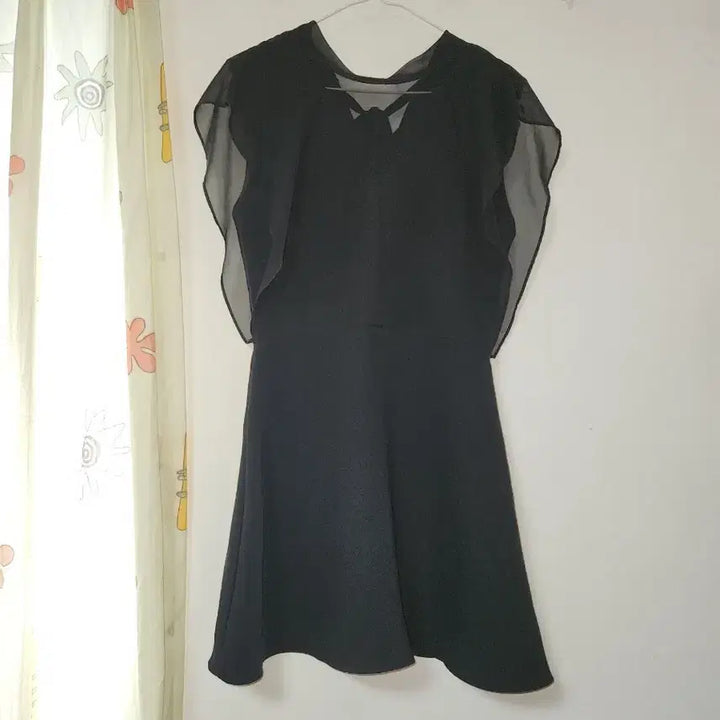 [BUNJANG] Black Chiffon Layered Flare Mini Dress S / 블랙 쉬폰 레이어드 플레어 미니 원피스 S