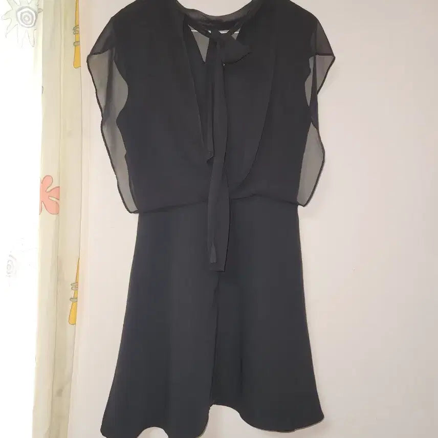 [BUNJANG] Black Chiffon Layered Flare Mini Dress S / 블랙 쉬폰 레이어드 플레어 미니 원피스 S