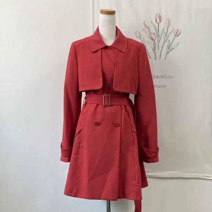 [BUNJANG] On&amp;On Double Breasted Red Trench Coat / 온앤온 더블 브레스트 레드 트렌치 코트