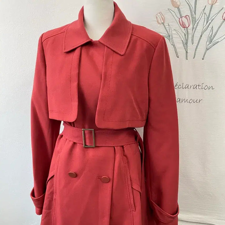 [BUNJANG] On&amp;On Double Breasted Red Trench Coat / 온앤온 더블 브레스트 레드 트렌치 코트