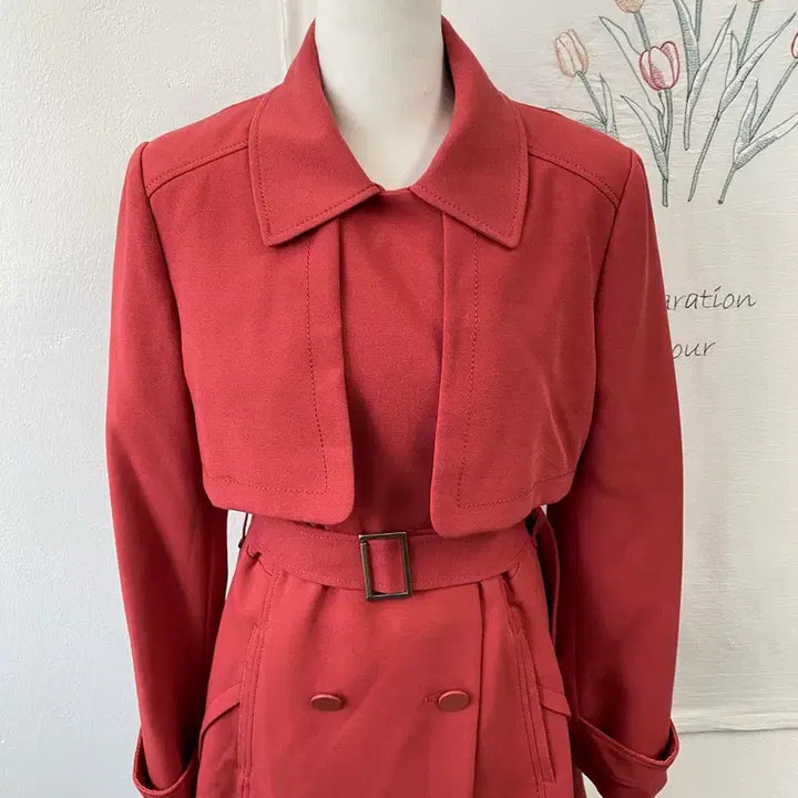 [BUNJANG] On&amp;On Double Breasted Red Trench Coat / 온앤온 더블 브레스트 레드 트렌치 코트