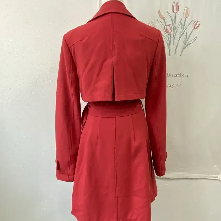 [BUNJANG] On&amp;On Double Breasted Red Trench Coat / 온앤온 더블 브레스트 레드 트렌치 코트
