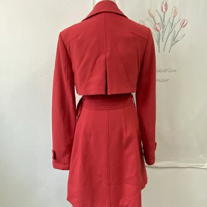 [BUNJANG] On&amp;On Double Breasted Red Trench Coat / 온앤온 더블 브레스트 레드 트렌치 코트