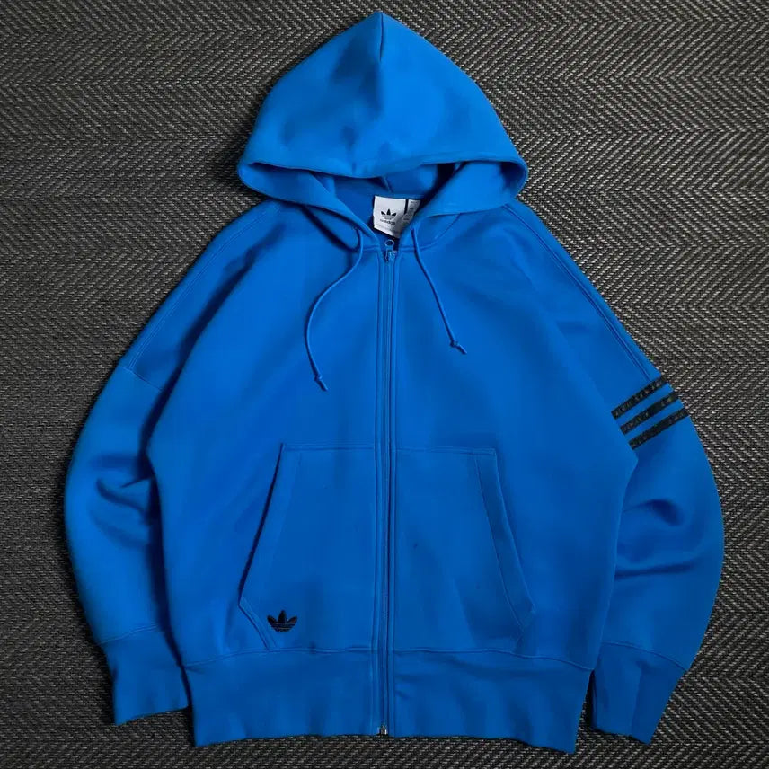 [BUNJANG] Adidas New Classic Three Stripes Oversized Hoodie Blue / 아디다스 뉴클래식 삼선 박시핏 후드 집업 블루 y 4774