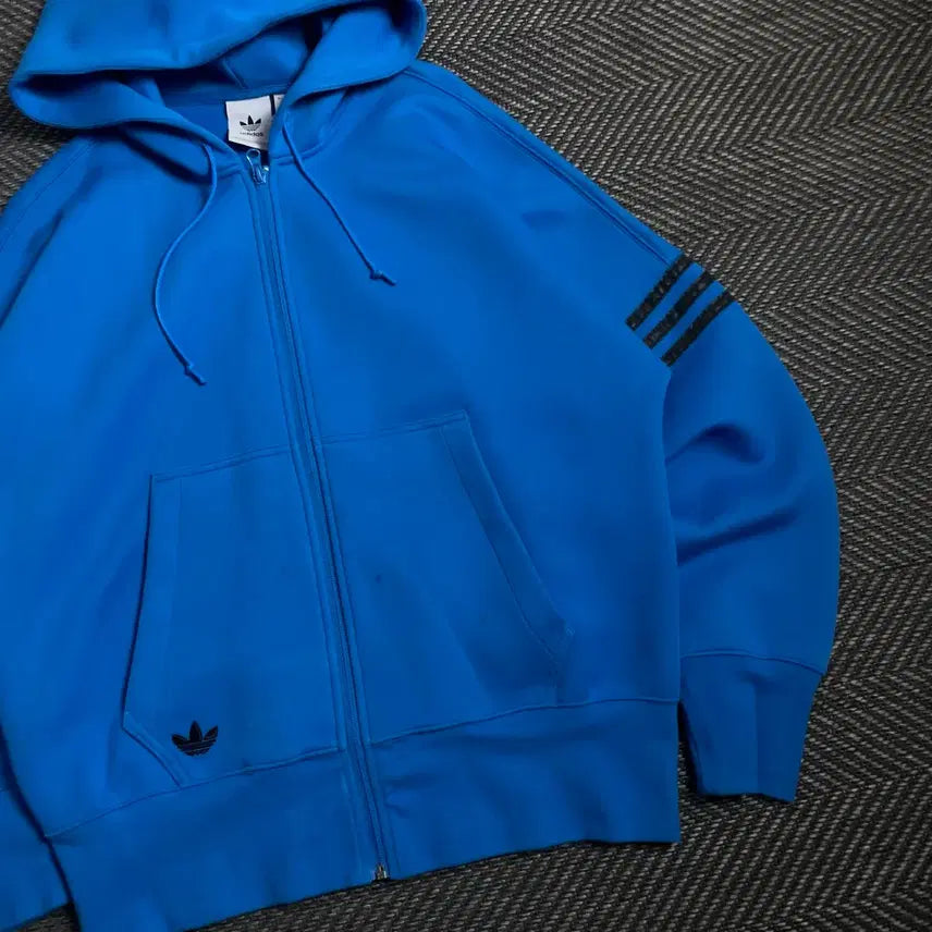 [BUNJANG] Adidas New Classic Three Stripes Oversized Hoodie Blue / 아디다스 뉴클래식 삼선 박시핏 후드 집업 블루 y 4774