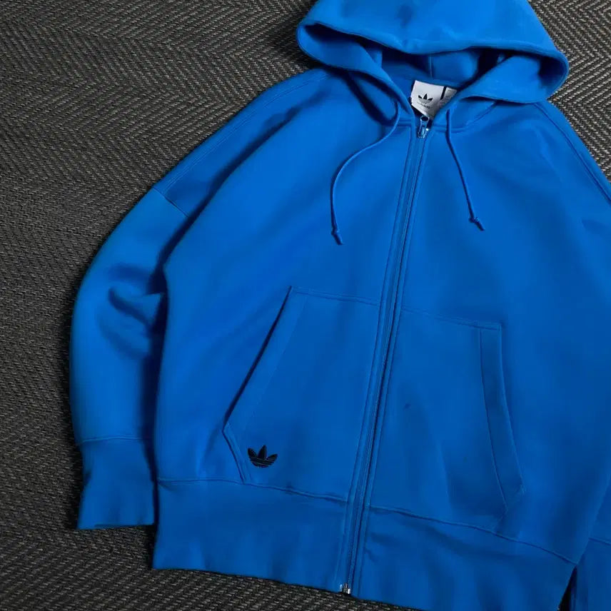 [BUNJANG] Adidas New Classic Three Stripes Oversized Hoodie Blue / 아디다스 뉴클래식 삼선 박시핏 후드 집업 블루 y 4774