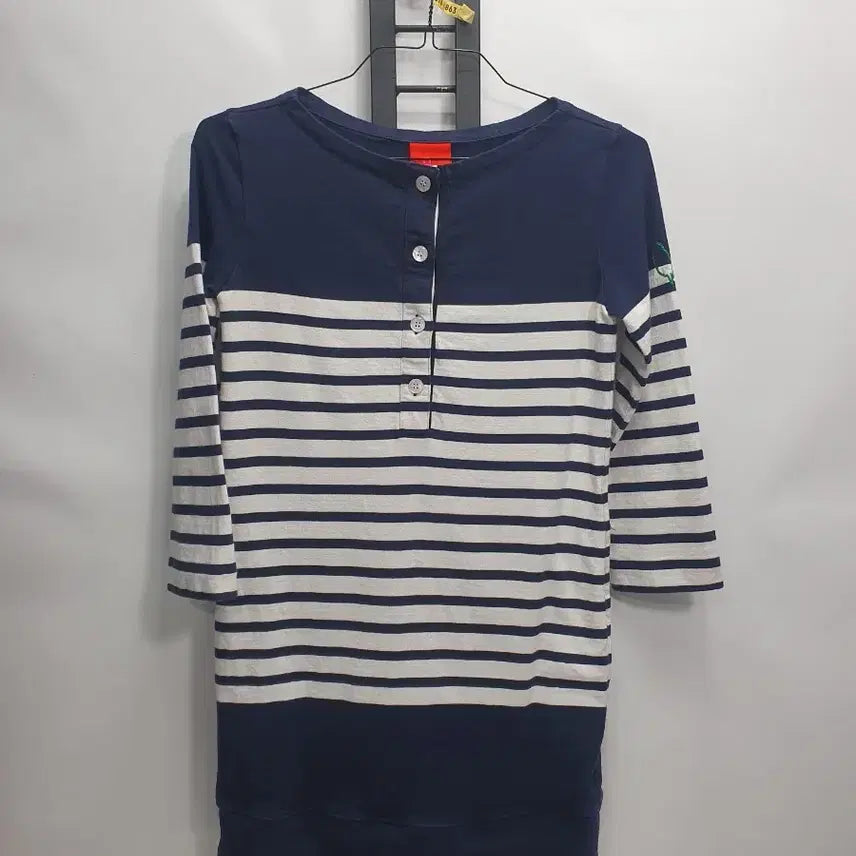 [BUNJANG] Lucky Chouette Striped Long Sleeve Dress / 럭키슈에뜨 원피스 스트라이프 롱슬리브 네이비