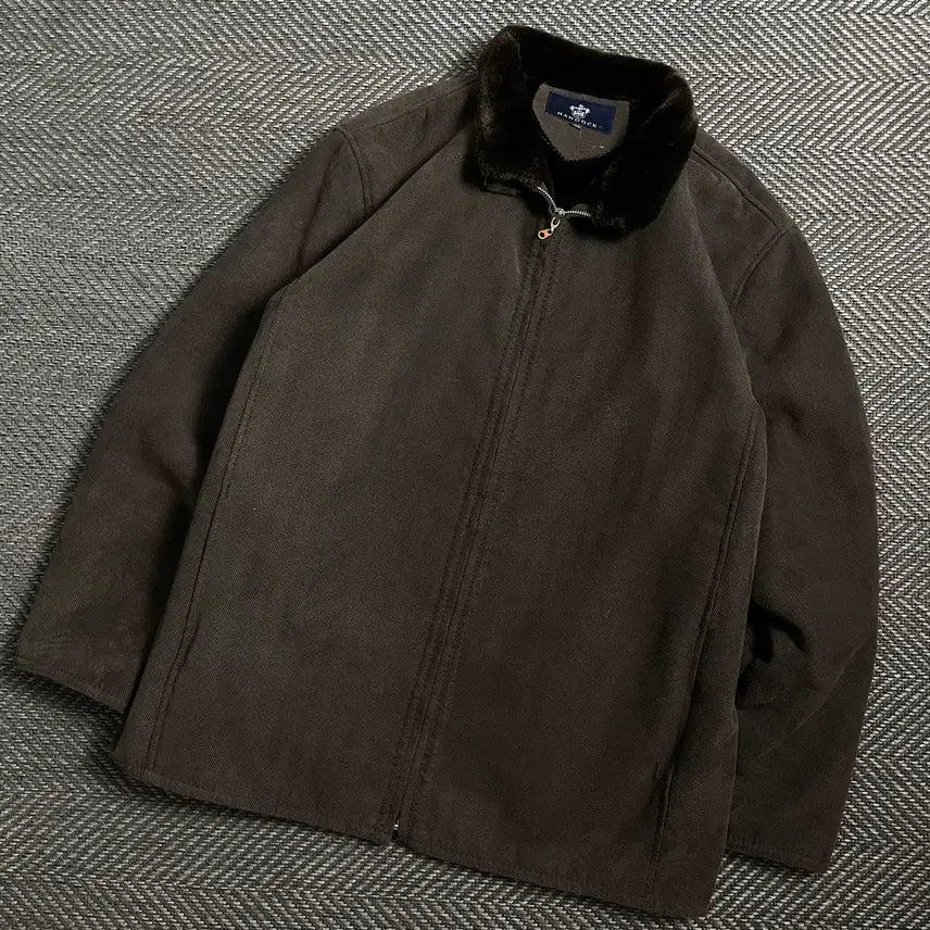 [BUNJANG] HANDOCK Vintage Herringbone Fur Trim Jacket Brown / HANDOCK 빈티지 아카이브 헤링본 퍼 트리밍 자켓 브라운 y 4775