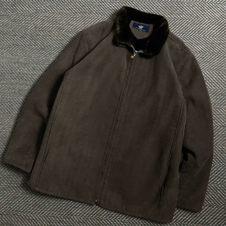 [BUNJANG] HANDOCK Vintage Herringbone Fur Trim Jacket Brown / HANDOCK 빈티지 아카이브 헤링본 퍼 트리밍 자켓 브라운 y 4775