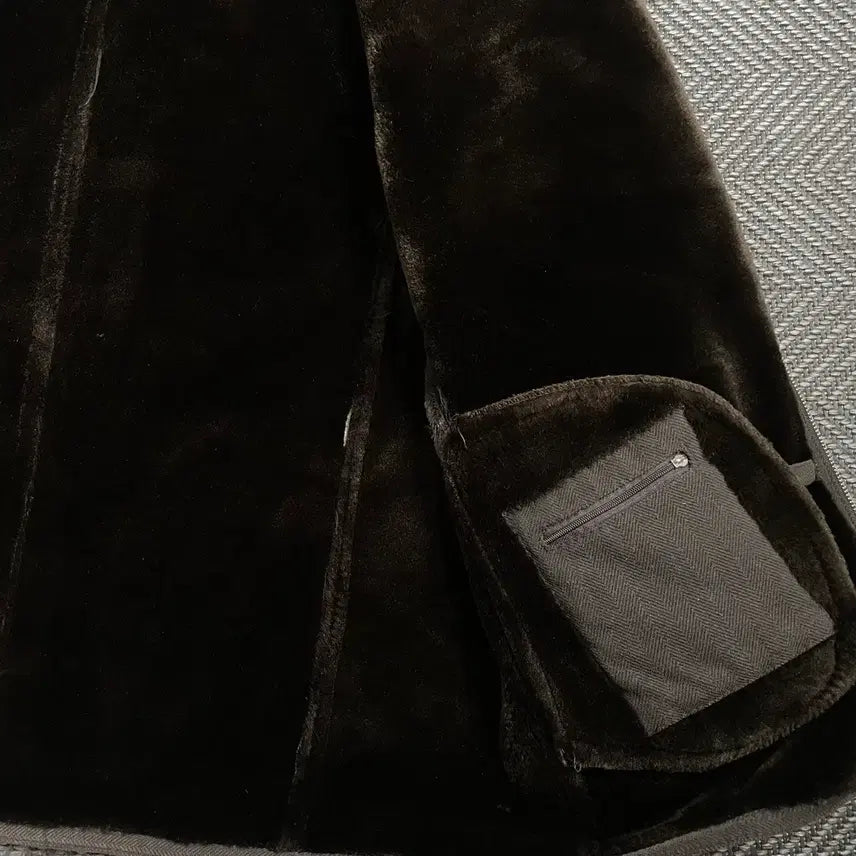 [BUNJANG] HANDOCK Vintage Herringbone Fur Trim Jacket Brown / HANDOCK 빈티지 아카이브 헤링본 퍼 트리밍 자켓 브라운 y 4775