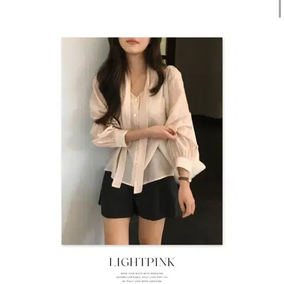 [BUNJANG] Ganesra Ete Stripe Tie Blouse / 가내스라 에테 스트라이프 타이 블라우스 (새상품)