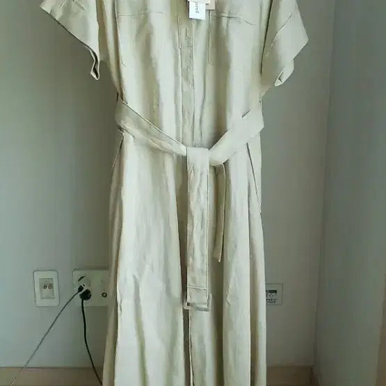 [BUNJANG] Cacharel French Linen 100% Ivory Midi Dress / 새상품)까사렐 프렌치린넨100 원피스