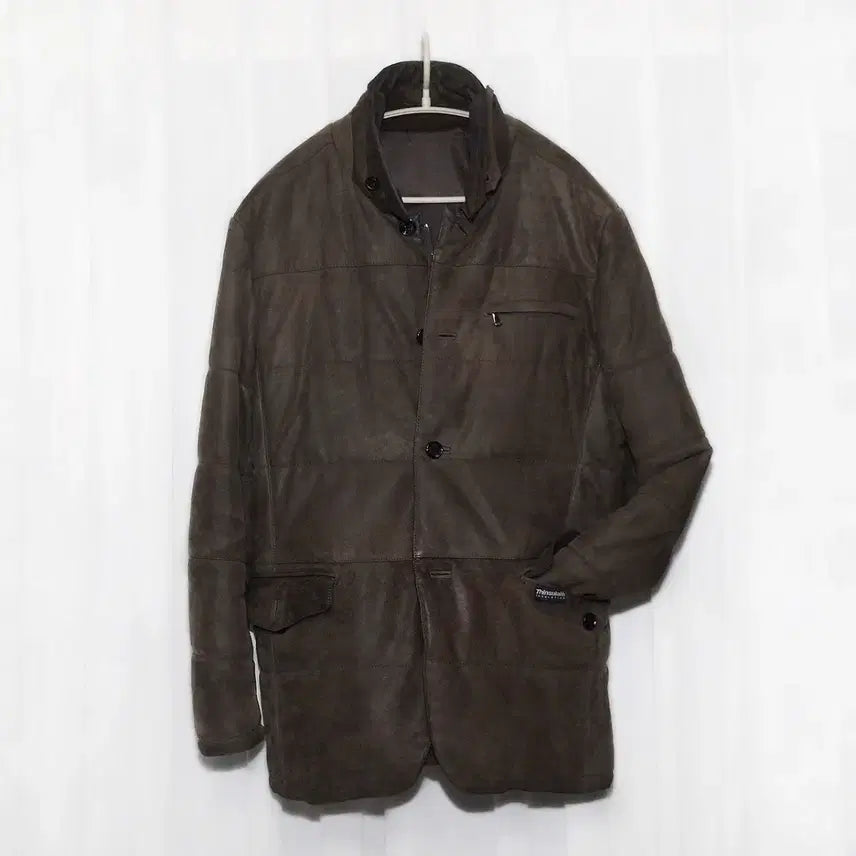 [BUNJANG] Franco Ferraro Lambskin Nubuck Leather Padded Jacket (100) / 프랑코 페라로 이태리 양가죽 누벅레더 패딩 자켓 (100)