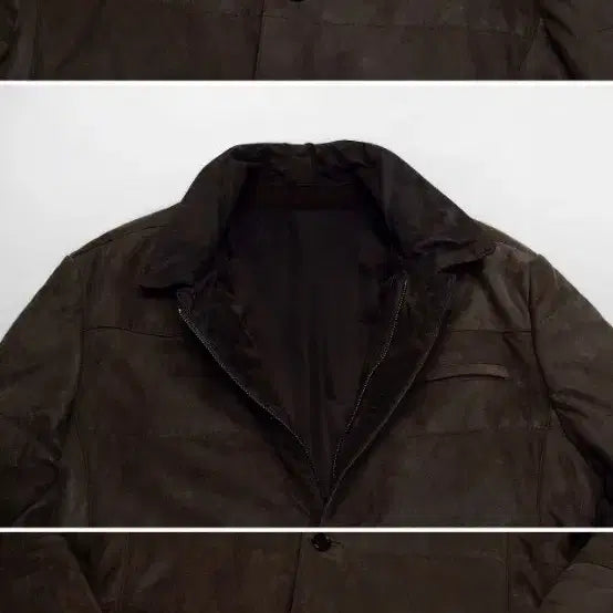 [BUNJANG] Franco Ferraro Lambskin Nubuck Leather Padded Jacket (100) / 프랑코 페라로 이태리 양가죽 누벅레더 패딩 자켓 (100)
