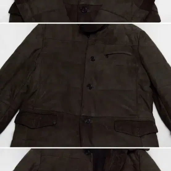 [BUNJANG] Franco Ferraro Lambskin Nubuck Leather Padded Jacket (100) / 프랑코 페라로 이태리 양가죽 누벅레더 패딩 자켓 (100)