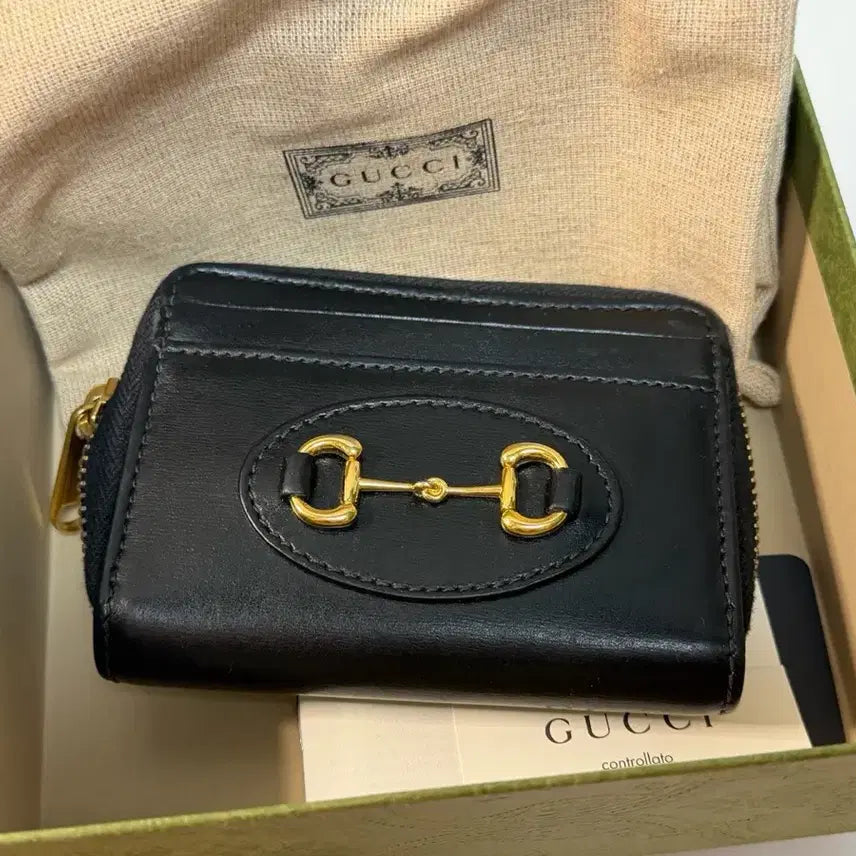 [BUNJANG] Gucci Horsebit 1955 Zip Card Wallet Black / 구찌 홀스빗 1955 지퍼 카드지갑 블랙