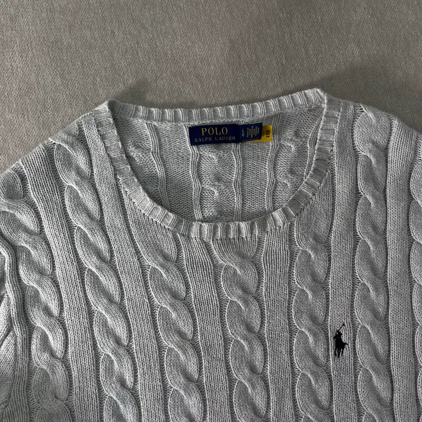 [BUNJANG] Polo Ralph Lauren Gray Cable Knit Sweater / 105 폴로랄프로렌 신형라벨 그레이 꽈배기 니트