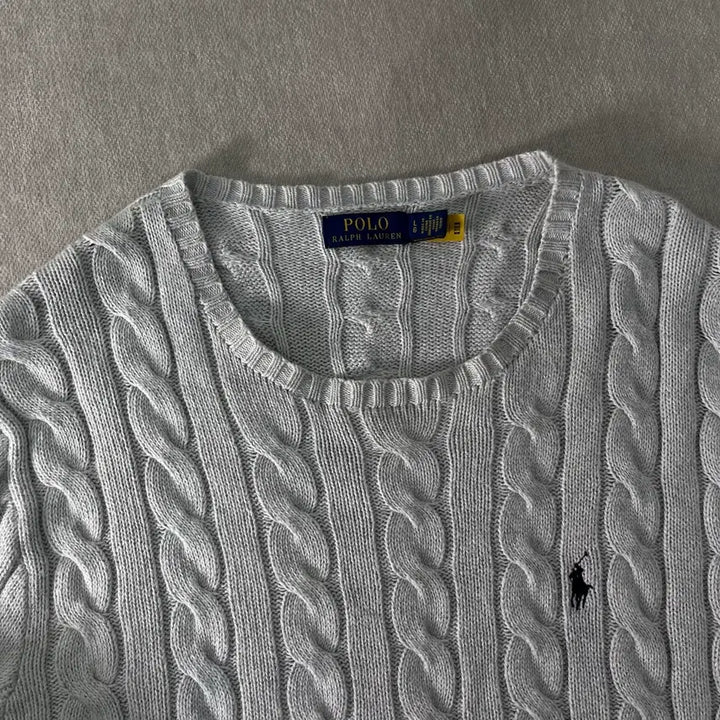 [BUNJANG] Polo Ralph Lauren Gray Cable Knit Sweater / 105 폴로랄프로렌 신형라벨 그레이 꽈배기 니트