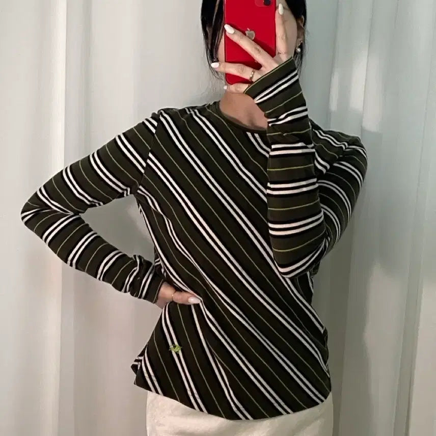 [BUNJANG] Burberry Knight Logo Striped Knit Sweater / 버버리 사선 스트라이프 기마로고 니트