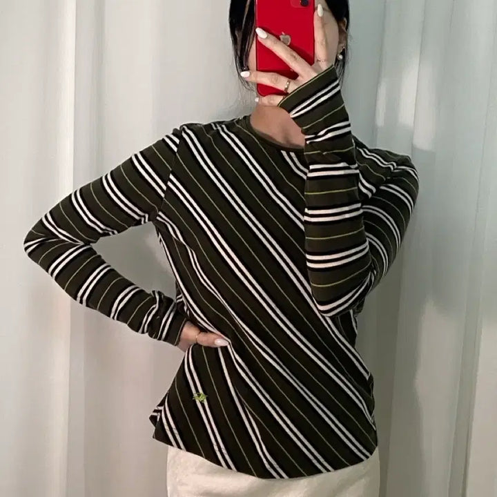 [BUNJANG] Burberry Knight Logo Striped Knit Sweater / 버버리 사선 스트라이프 기마로고 니트