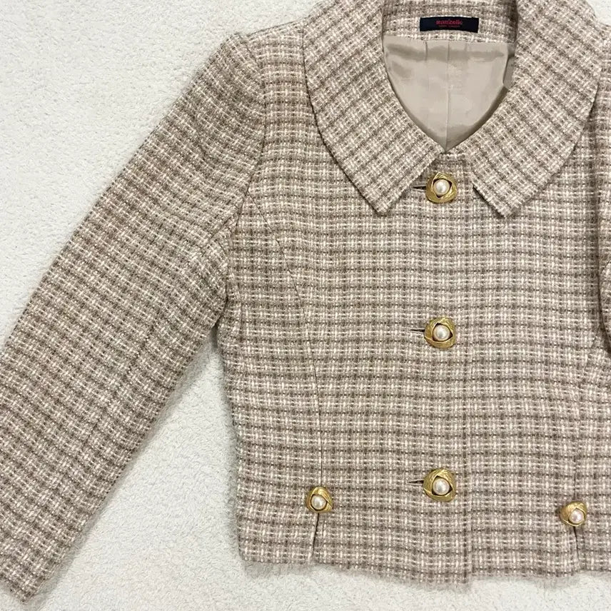 [BUNJANG] Tweed Wool Jacket Beige / 트위드 베이지금장