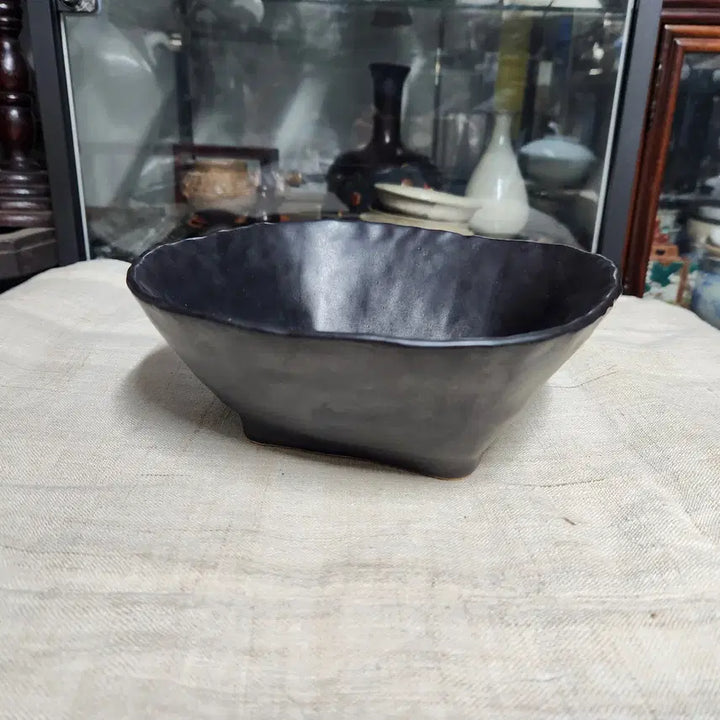 [BUNJANG] Black Glazed Square Tea Waste Bowl / 다도기 흑유 덴모꾸 사각퇴수기