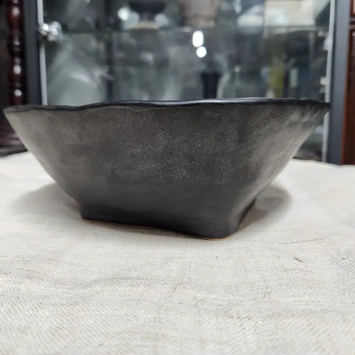 [BUNJANG] Black Glazed Square Tea Waste Bowl / 다도기 흑유 덴모꾸 사각퇴수기