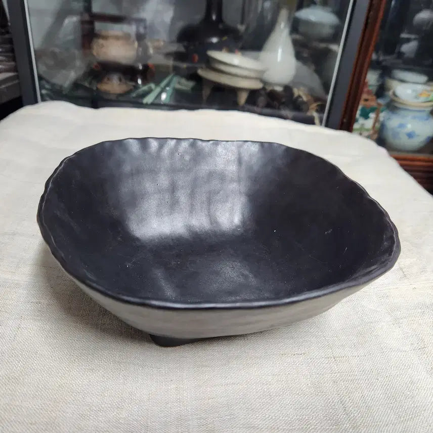 [BUNJANG] Black Glazed Square Tea Waste Bowl / 다도기 흑유 덴모꾸 사각퇴수기