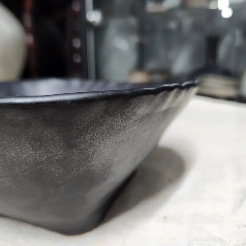[BUNJANG] Black Glazed Square Tea Waste Bowl / 다도기 흑유 덴모꾸 사각퇴수기