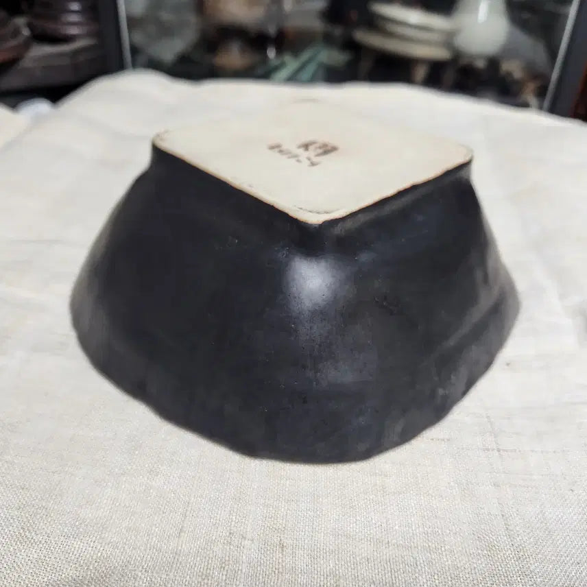 [BUNJANG] Black Glazed Square Tea Waste Bowl / 다도기 흑유 덴모꾸 사각퇴수기