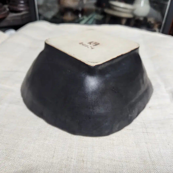 [BUNJANG] Black Glazed Square Tea Waste Bowl / 다도기 흑유 덴모꾸 사각퇴수기