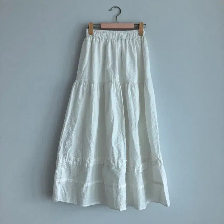 [BUNJANG] Banding Long Ruffle Skirt White / 밴딩 캉캉 롱 스커트 화이트