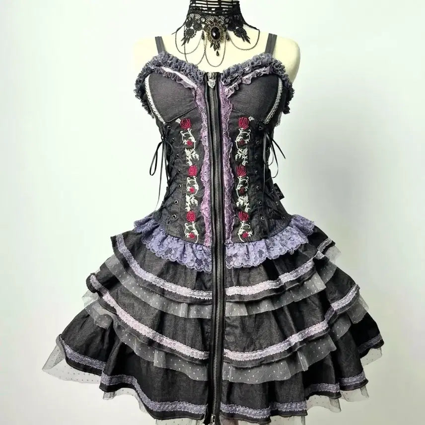 [BUNJANG] Ozzon Embroidered Dress / (급전) Ozzon 오즈온 자수 드레스 고스 고딕 펑크