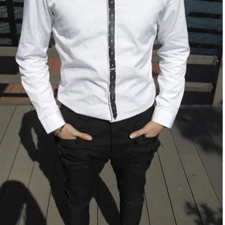 [BUNJANG] Lightning Tie Shirt White Size 100 / 번개타이 셔츠 화이트 95-슬림100 사이즈