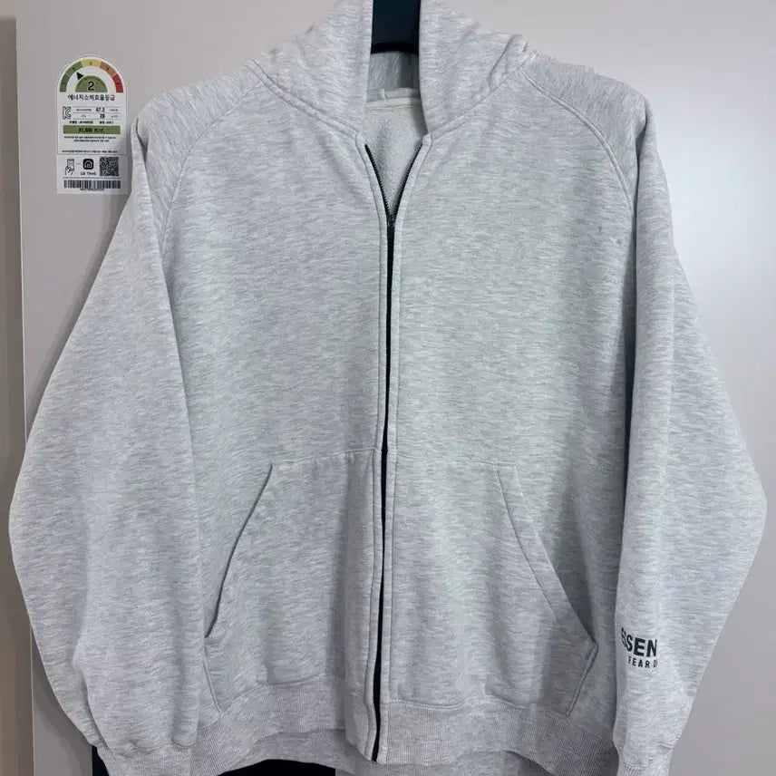 [SOLD OUT] 주카스페이스 에센셜 짚업 후드 멜란지그레이 46 (105)