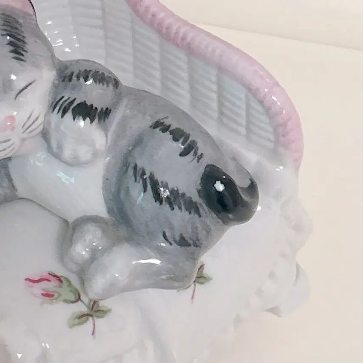 [SOLD OUT] 빈티지 잠자는 고양이 도자기 오르골