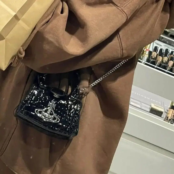 [BUNJANG] Vivienne Westwood Black Croc Mini Bag / 비비안웨스트우드 블랙 크로크 미니백