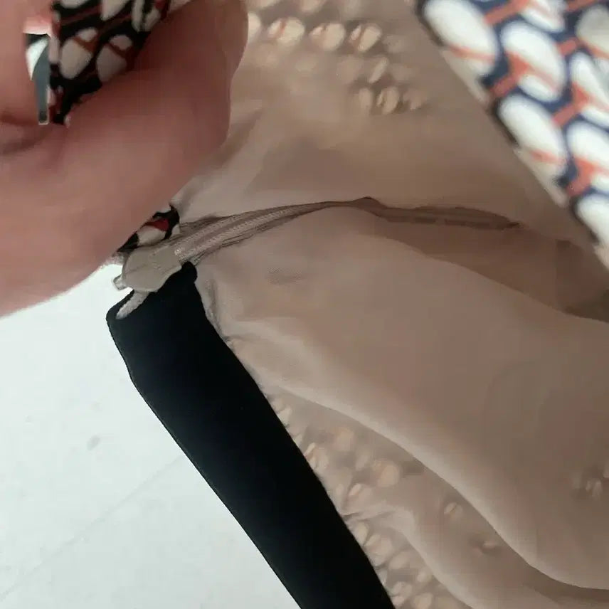 [BUNJANG] Beige Pattern Pleated Long Skirt / 패턴 플리츠 롱 스커트(새상품)