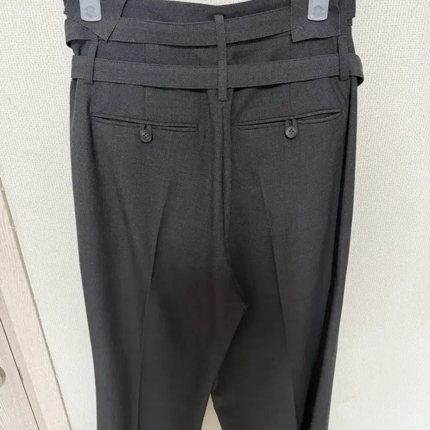 [BUNJANG] Abieuma Cross Belted Wide Wool Trousers / 아비에무아 크로스 벨티드 와이드 울 트라우저