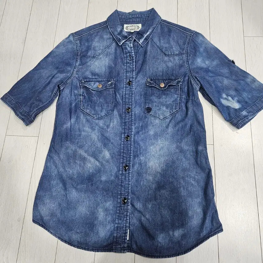 [BUNJANG] Beanpole Denim Short Sleeve Shirt Size 85 / 빈폴 데님 반팔 셔츠 85