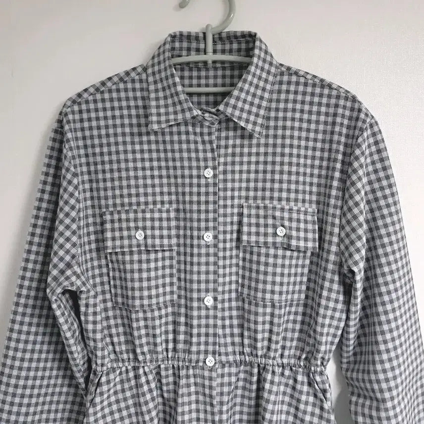 [BUNJANG] Check Pattern Long Shirt Dress / 체크 패턴 셔츠 롱 원피스