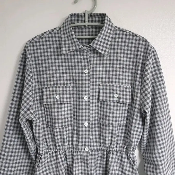 [BUNJANG] Check Pattern Long Shirt Dress / 체크 패턴 셔츠 롱 원피스