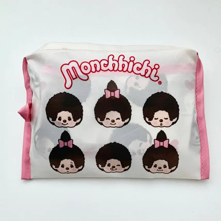 [BUNJANG] Monchhichi Pink Heart Portable Shopping Eco Bag / [예약]Monchhichi 몬치치 핑크하트 휴대 장바구니 에코 쇼핑백