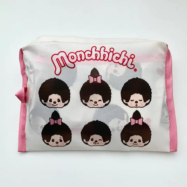 [BUNJANG] Monchhichi Pink Heart Portable Shopping Eco Bag / [예약]Monchhichi 몬치치 핑크하트 휴대 장바구니 에코 쇼핑백