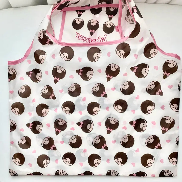 [BUNJANG] Monchhichi Pink Heart Portable Shopping Eco Bag / [예약]Monchhichi 몬치치 핑크하트 휴대 장바구니 에코 쇼핑백